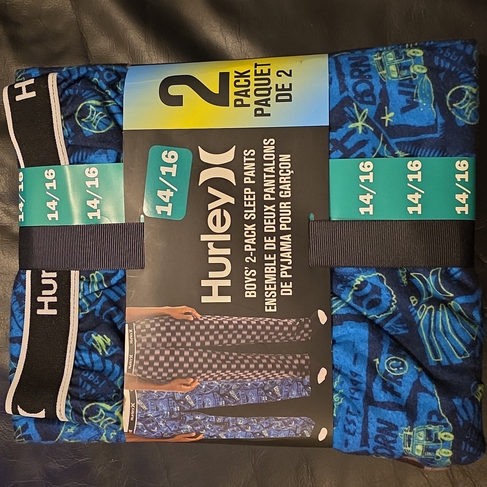 Hurley 2 Pack Boys Sleep Pants Size 14/16 NEW